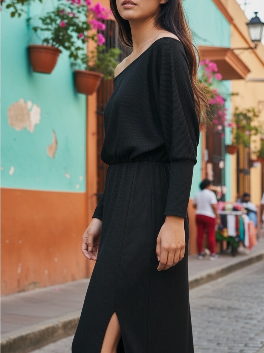 Hem & Thread M- Black Long Sleeve Dress -